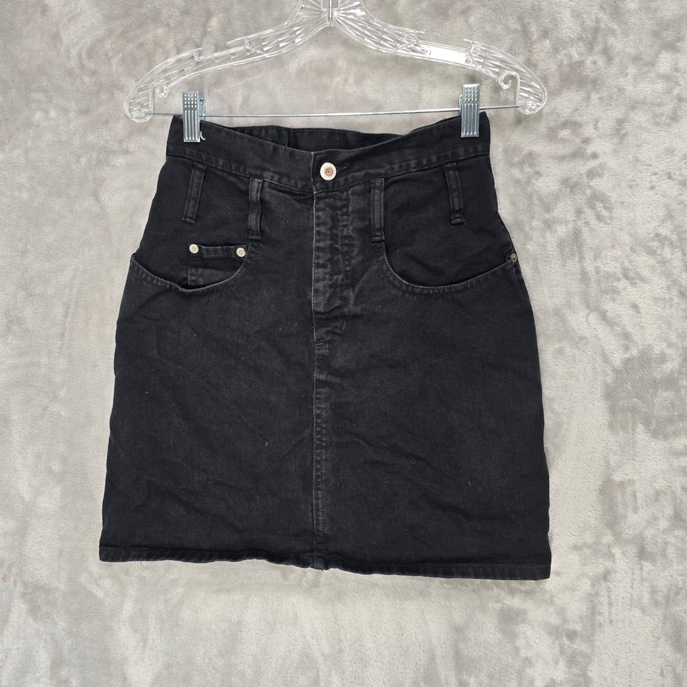 Steel Jeans Denim Skirt Women 5 Black Vintage 90s High Waisted Indie Retro USA